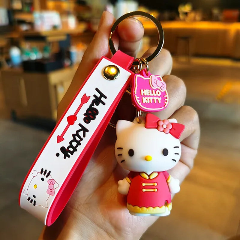 Anime Kawaii Sanrio Hello Kitty Keychain Pendant Holder Key Chain Car Keyring Mobile Phone Bag Hanging Jewelry Kids Gifts