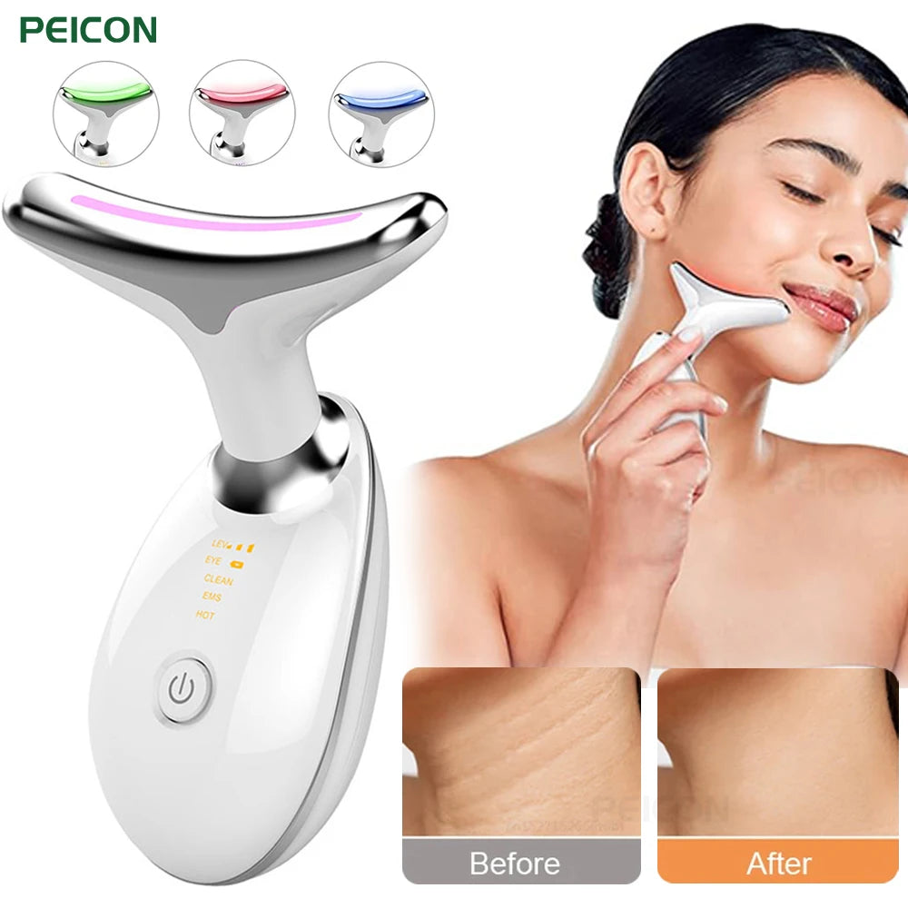 Face Massager EMS Photon Therapy Face Neck Lifting Beauty Tighten Device Thin Double Chin Remove Neck Lines Facial Massager