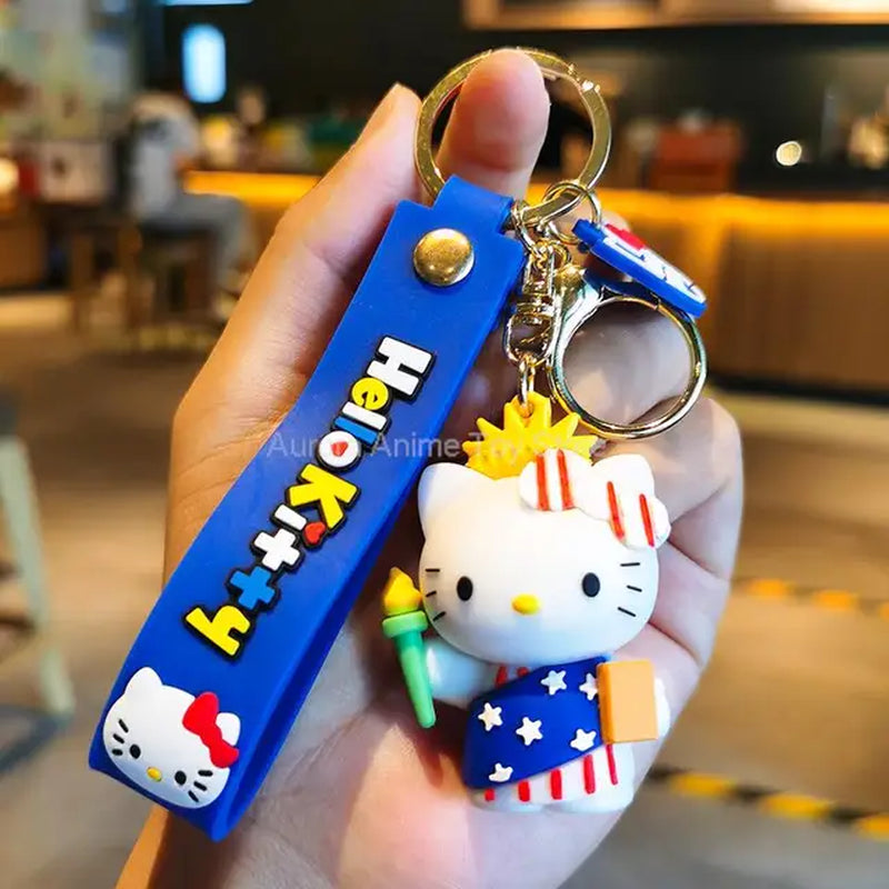 Anime Kawaii Sanrio Hello Kitty Keychain Pendant Holder Key Chain Car Keyring Mobile Phone Bag Hanging Jewelry Kids Gifts