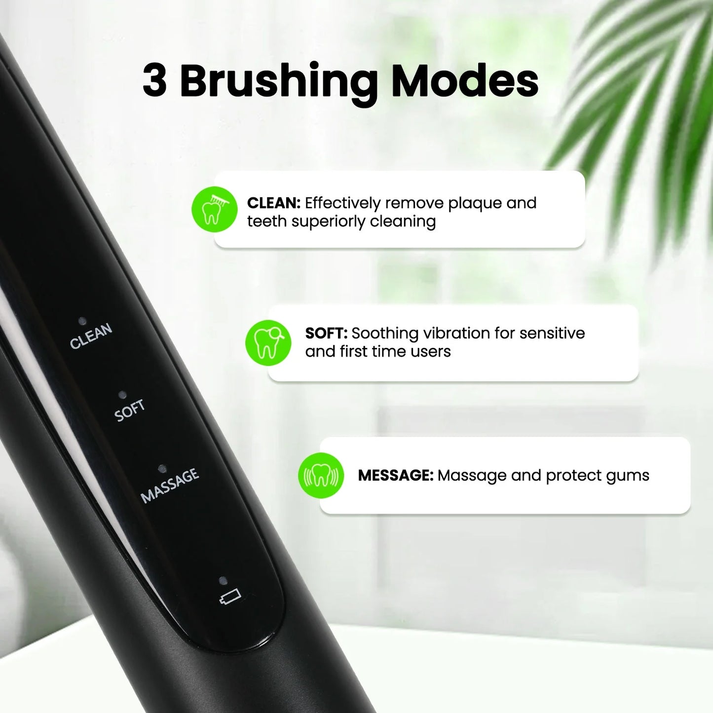 Rotating Electric Toothbrush for Adults, Rechargeable Spin Ultrasonic Toothbrush with Charging Base,4 Brush Heads, 3 Modes and 2 Minutes Build in Smart Timer, Black