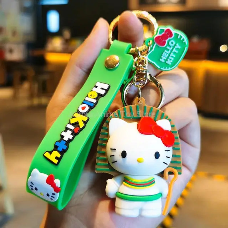 Anime Kawaii Sanrio Hello Kitty Keychain Pendant Holder Key Chain Car Keyring Mobile Phone Bag Hanging Jewelry Kids Gifts