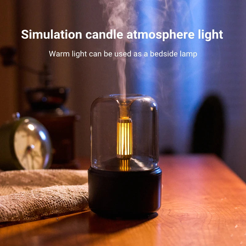 Candlelight Fire Flame Aromatherapy Essential Oil Diffuser for Home Room Fragrance Ultrasonic Air Humidifier USB Aroma Diffuser