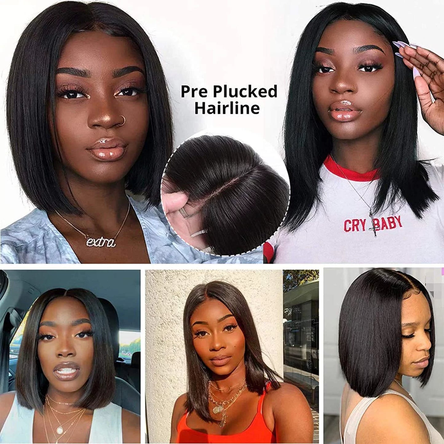 Short Straight Bob Wig Hair Wigs for Black Women, Wigs for Women 8Inch Short Bob Wigs Straight Hair