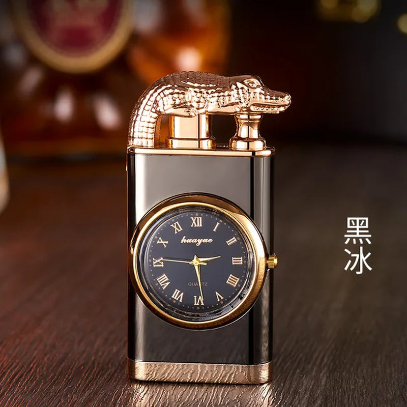 Crocodile Metal Portable Windproof Unusual Wrist Watch Cigarette Cigar Lighters Double Fire Torch Lighter Butane Gas Lighter