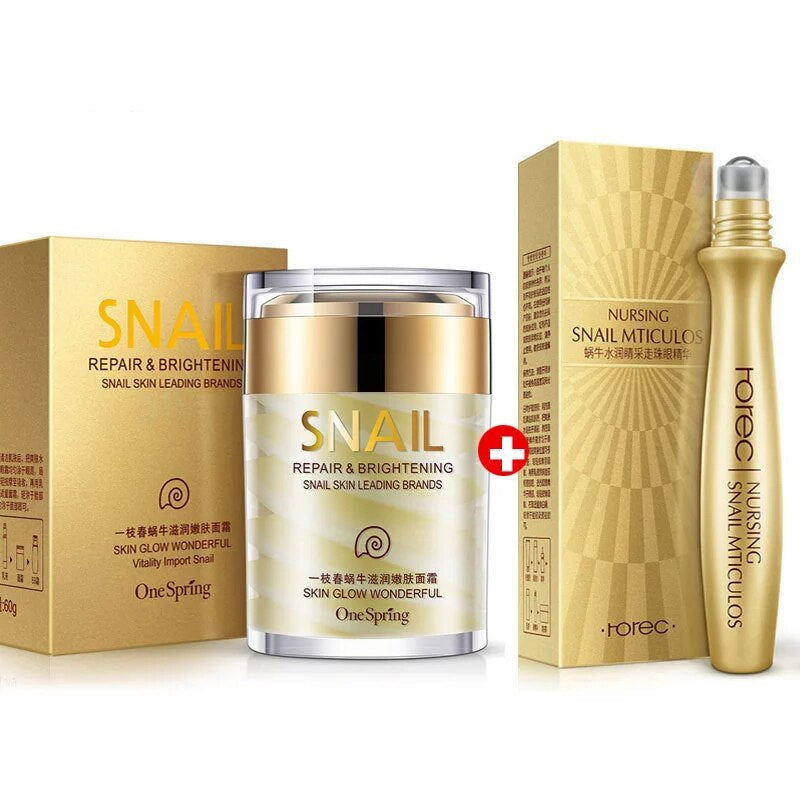 Skincare Set Snail Cream Collagen Cream anti Aging Whiten Skin Face Cream Fade Dark Eye Circles Remove Eye Bags Eye Serum