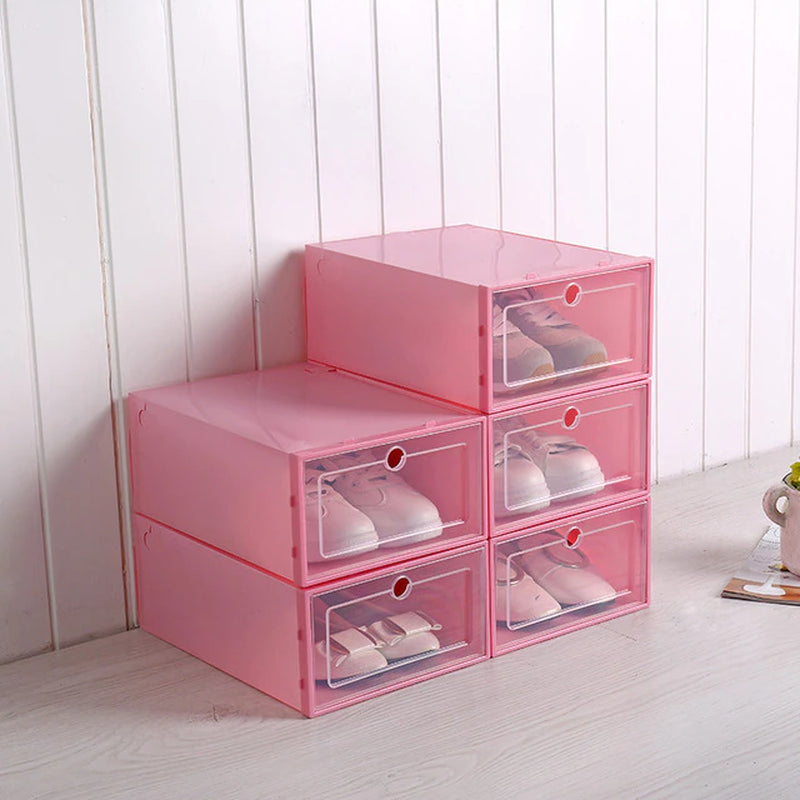 3Pcs Clear Plastic Shoes Box Thickened Transparent Home Storage Drawers Stackable Shoe Boxes Organization Shoebox Case Shoe Rack