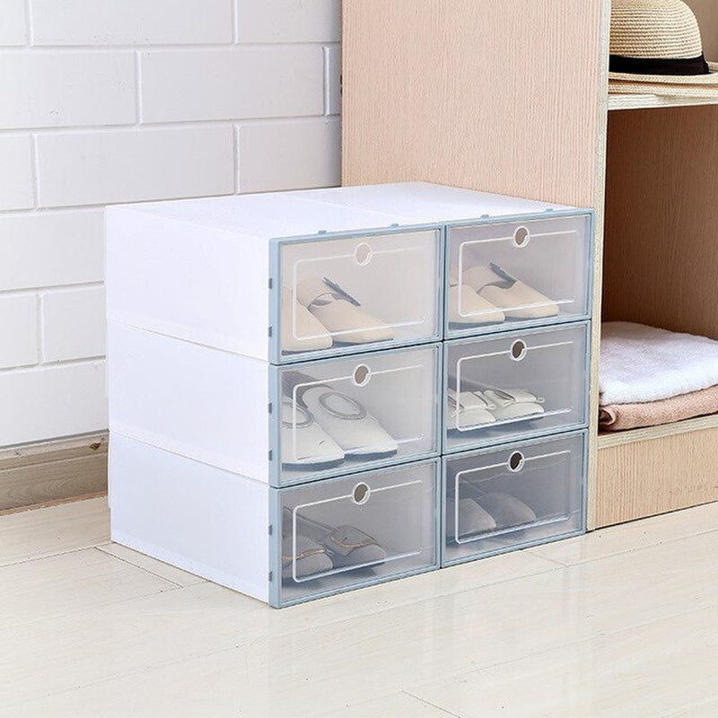 3Pcs Clear Plastic Shoes Box Thickened Transparent Home Storage Drawers Stackable Shoe Boxes Organization Shoebox Case Shoe Rack