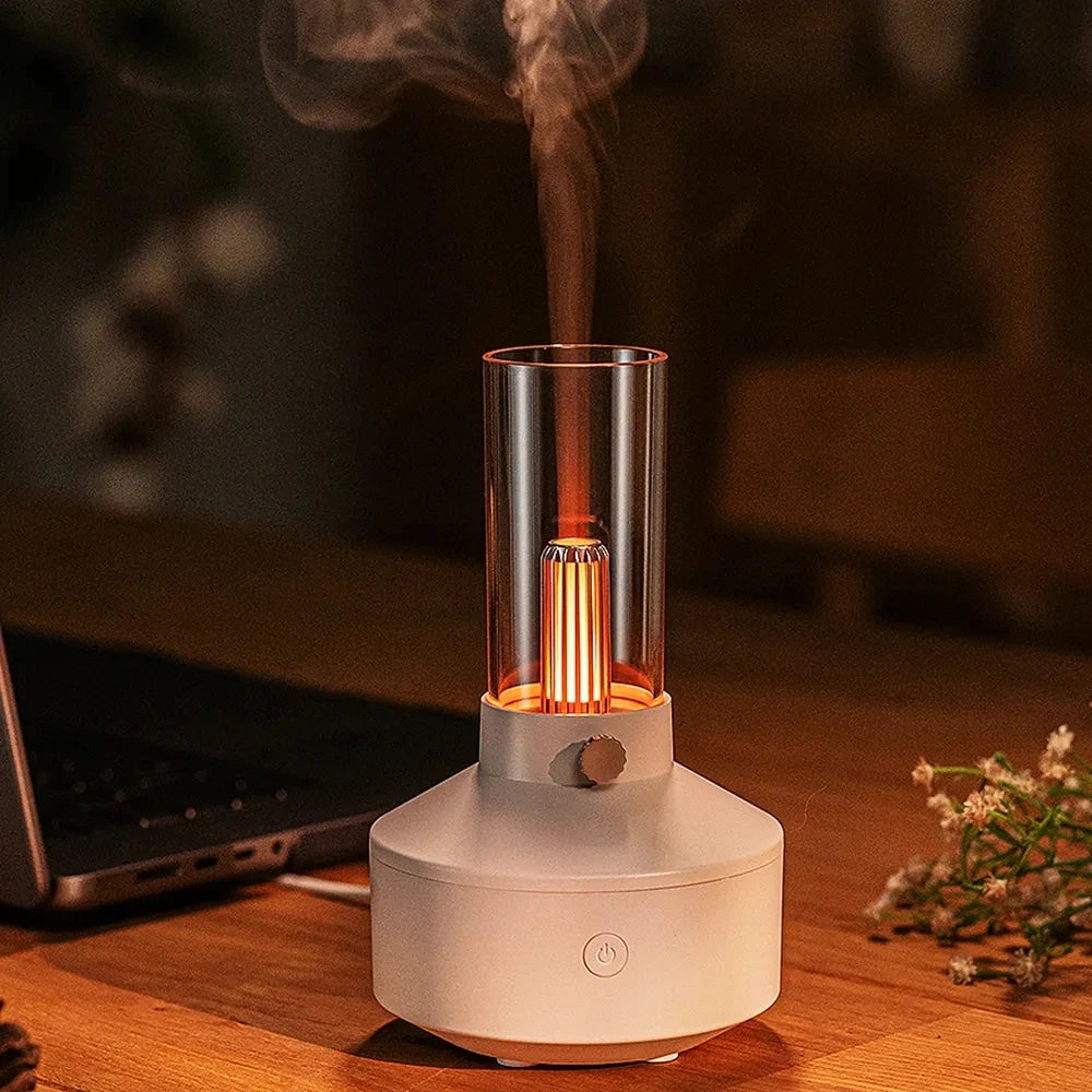 Candlelight Fire Flame Aromatherapy Essential Oil Diffuser for Home Room Fragrance Ultrasonic Air Humidifier USB Aroma Diffuser